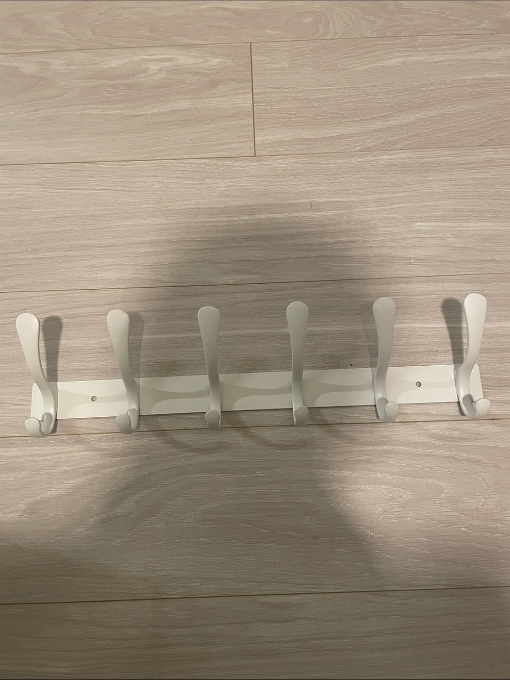 White Wall-Mount 6-Hook Coat Rack